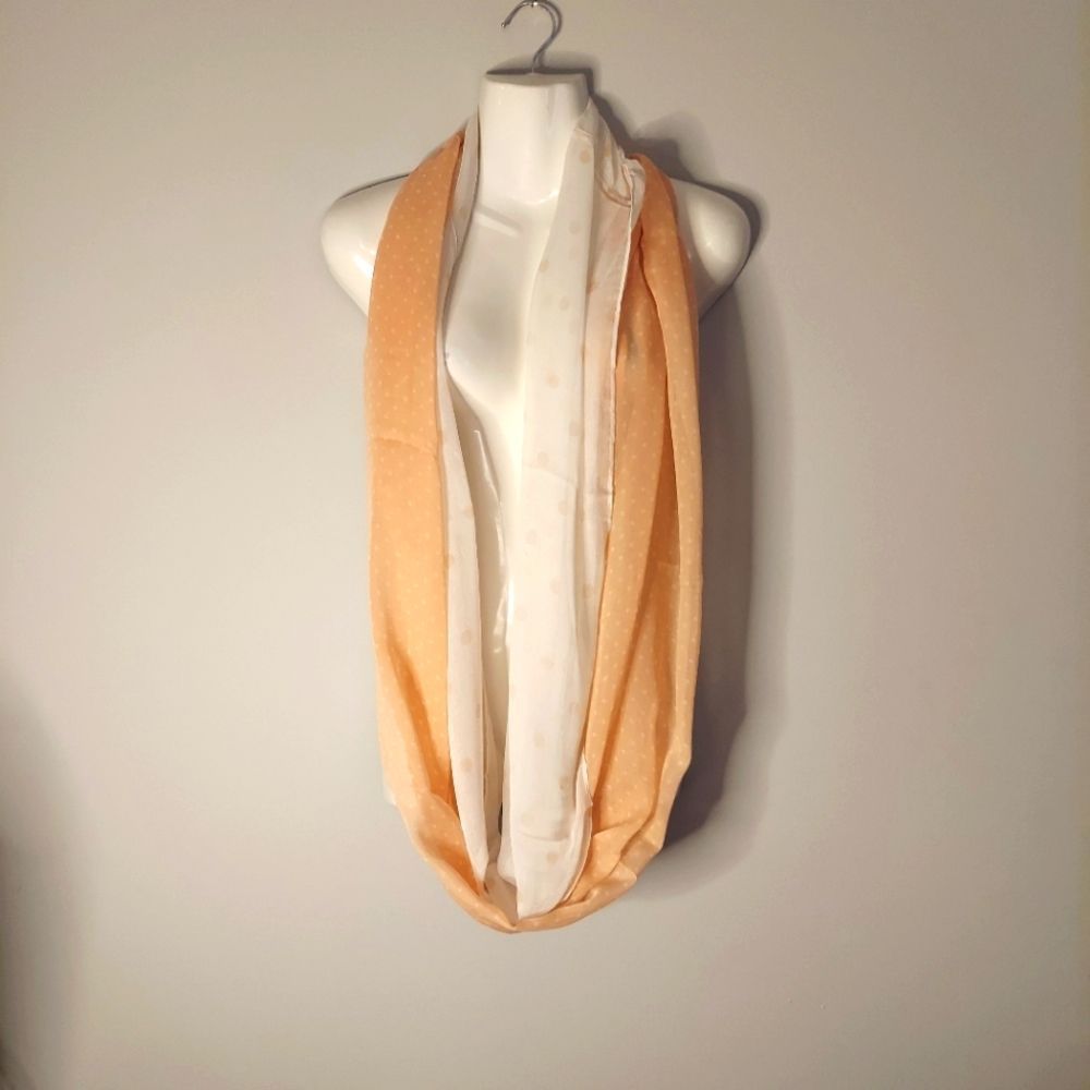 Polka Dots Peach Lightweight Infinity Scarf - Picture 2 of 10